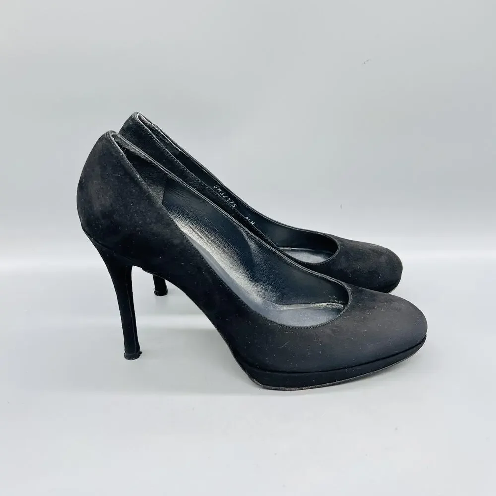 Stuart Weitzman Shoes Womens 8.5 Black Suede Platform Round Toe Stiletto Pumps